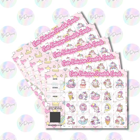 Cute Unicorns Scratch Cards