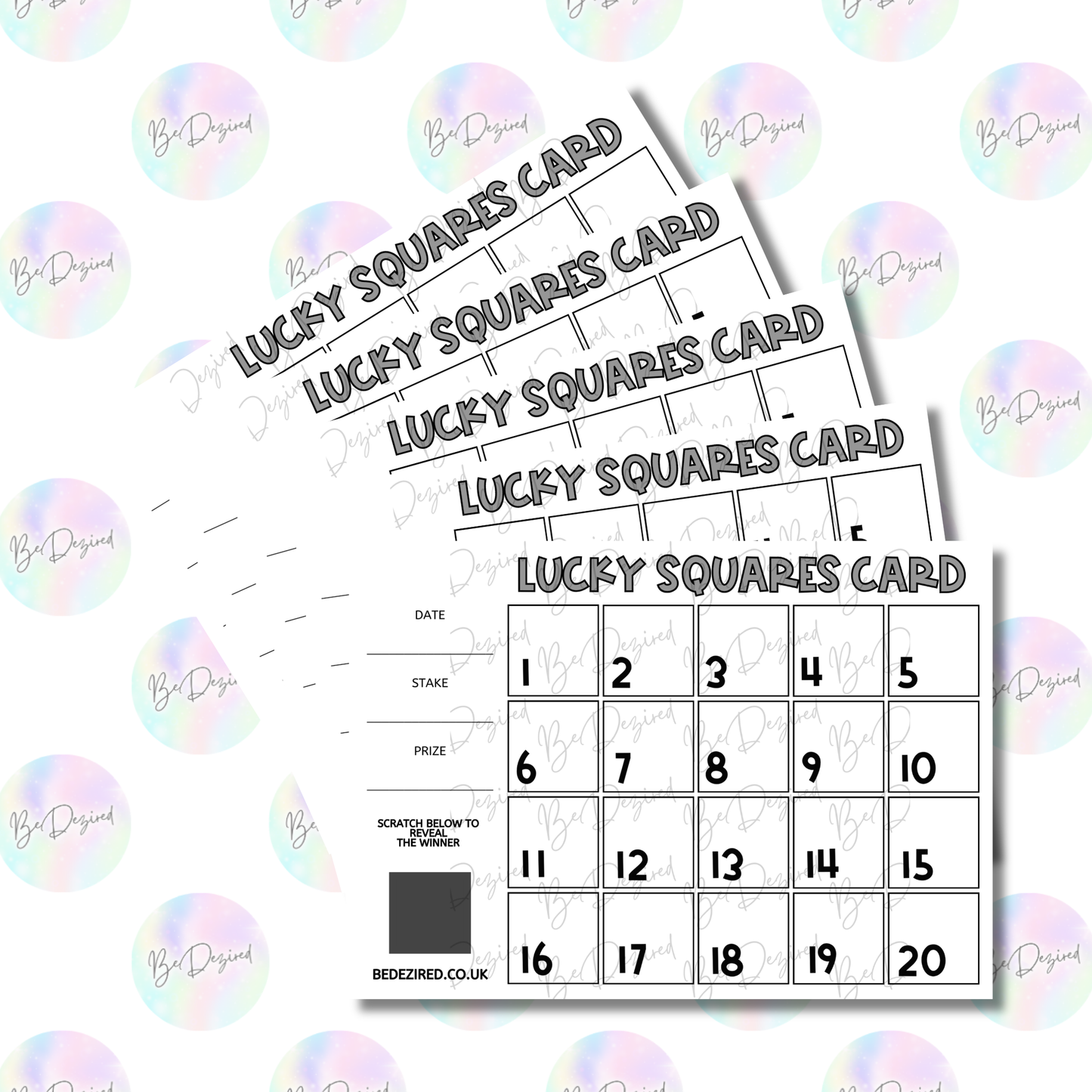 1-20 Lucky Square Scratch Cards