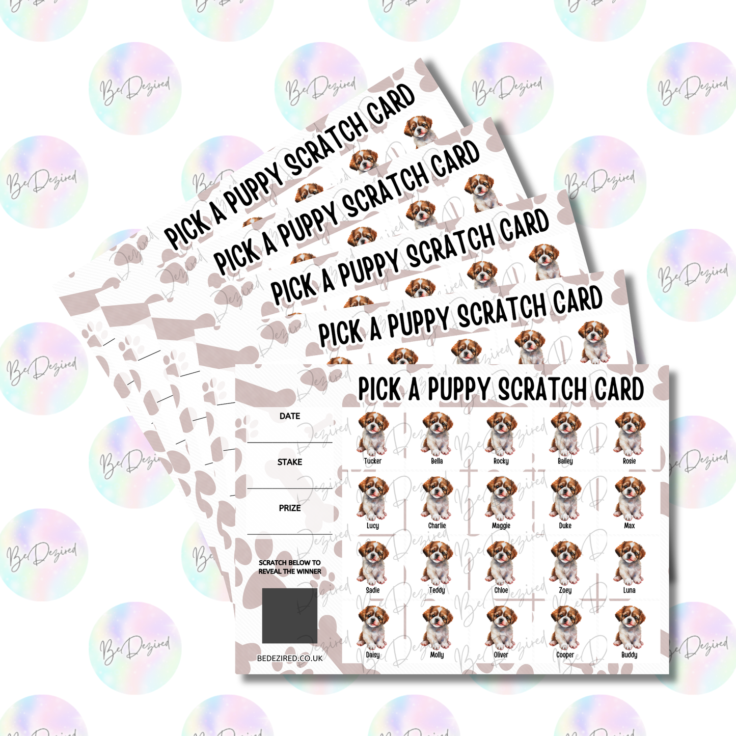 Name the Puppy Scratch Cards